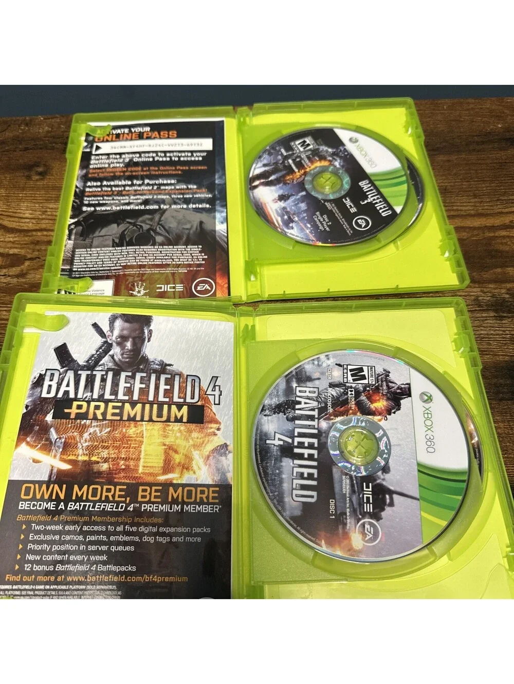 BATTLEFIELD 3 and 4 Xbox 360 COMPLETE ALL 4 discs and manuals